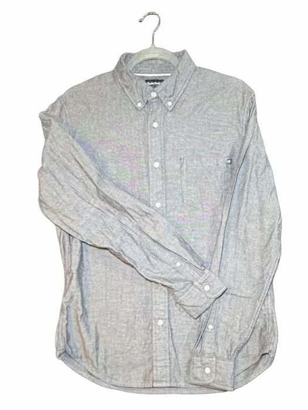 Timberland Men Gray Long Sleeve Button Down Shirt Slim Fit Size Medium